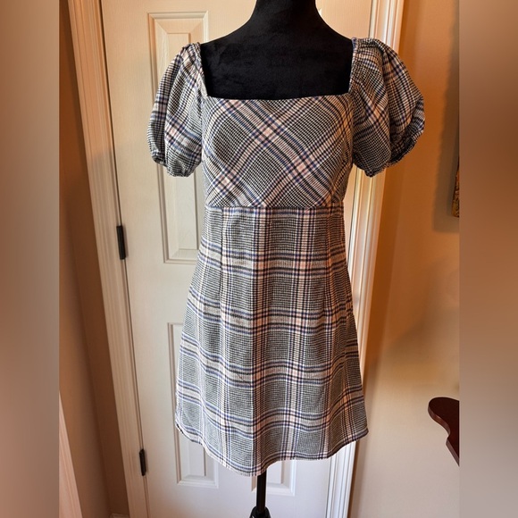 Altar'd State Black, Blue, Pink and White Plaid Mini Dress - Picture 7 of 9